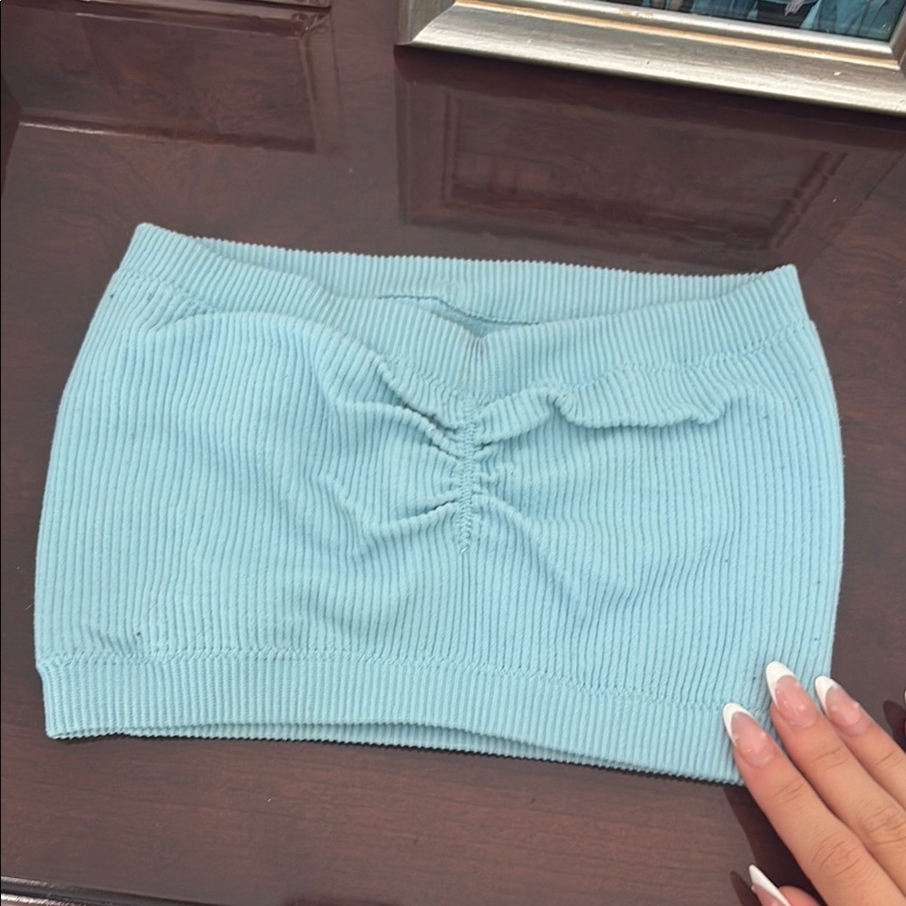 Light Blue Ribbed American Eagle tube top